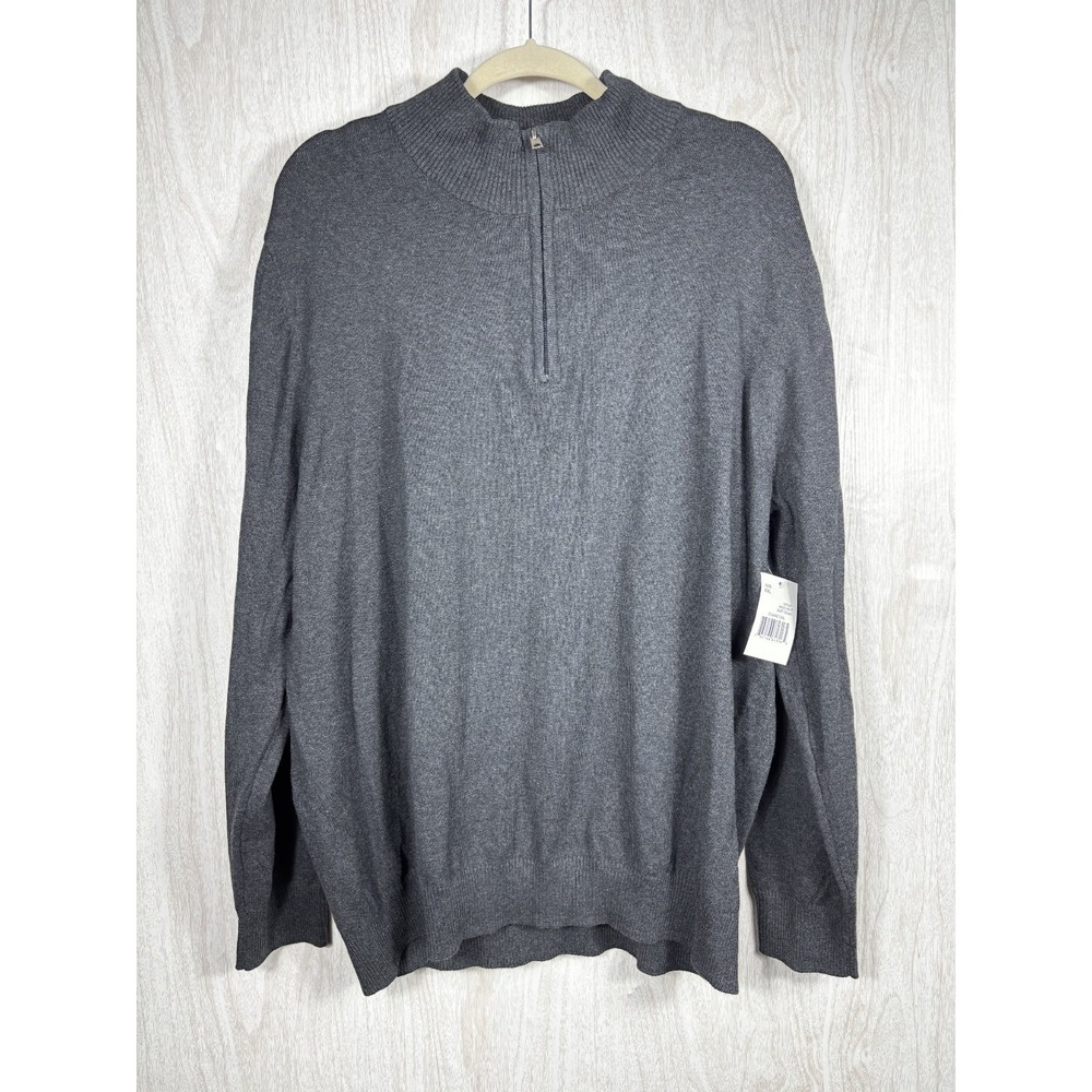 Hawker Rye Half Zip Sweater Mens XXL Gray Cotton Cashmere NWT Mock Neck